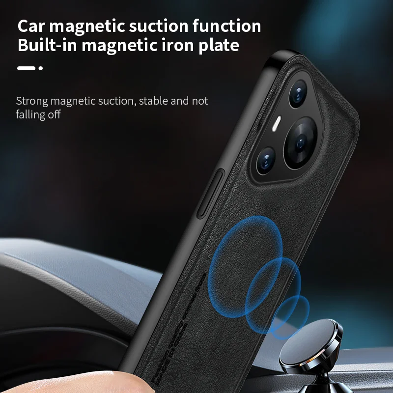 For HUAWEI Pura 70 5G Back Cover Skin Feel Shockproof Magnetic Phone PU Leather Case Soft Fundas For HUAWEI Pura 70