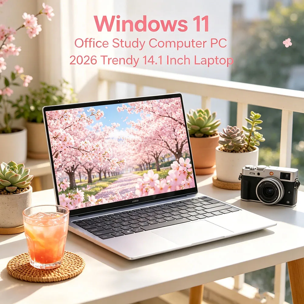 2026 14.1 Inch FHD Ultra Thin Laptop Win11 DDR4 16GB/32GB RAM 2TB SSD Portable Business Office Notebook PC Intel N3700