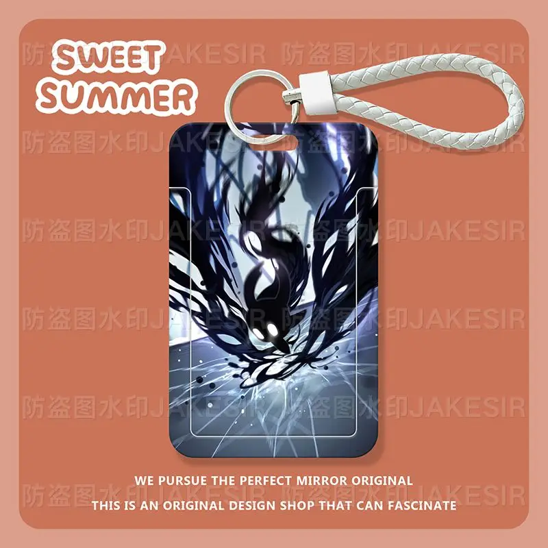 Porta carte scorrevole per studenti di merchandise anime Hollow Knight per biglietti da pasti, biglietti da autobus, documenti, copertina protettiva per carte di accesso