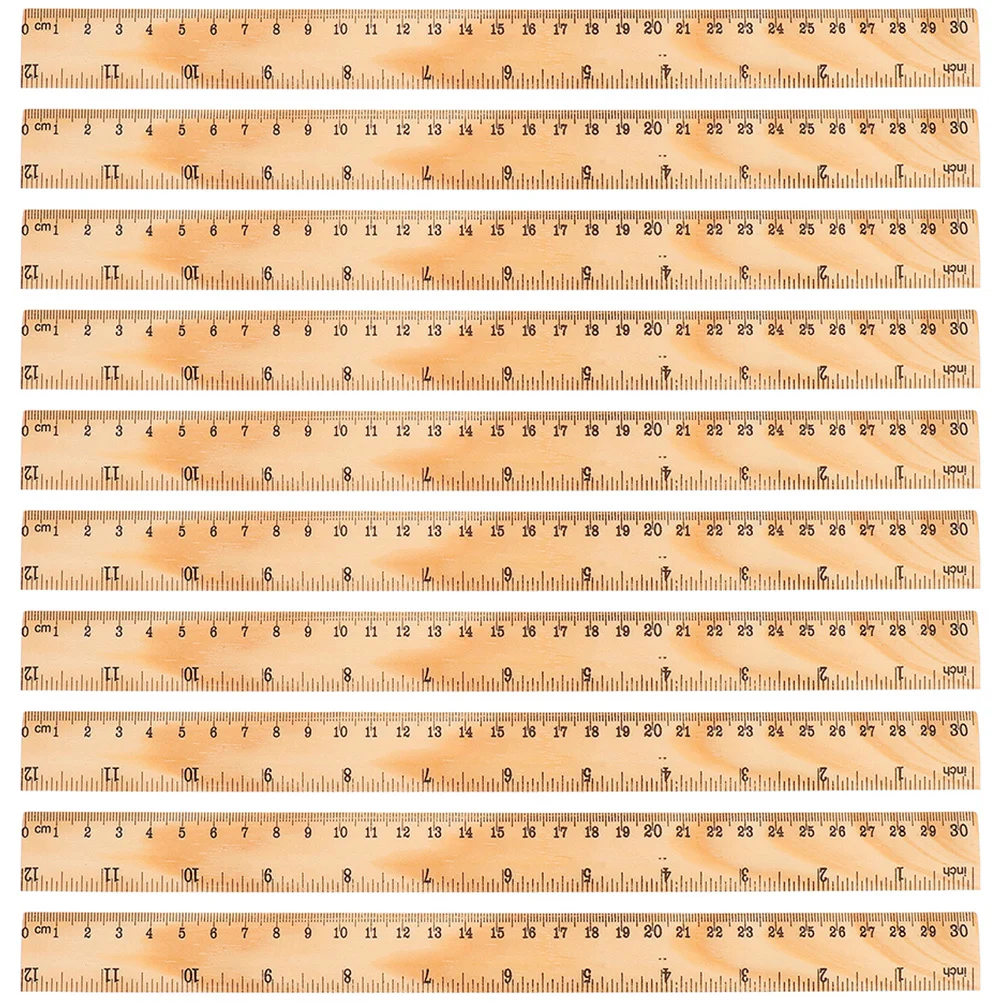 72pcs Wooden 12 Inches Double Scale Straight Measuring Ruler For School Students Classroom Supplies Drawing Metric Ruler