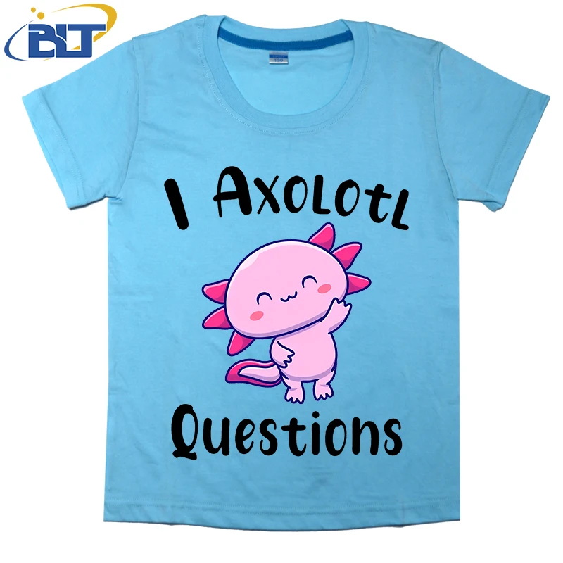 

I Axolotl Questions 3 Printed children's T-shirt Summer cotton short sleeves Casual tops Suitable for boys and girls