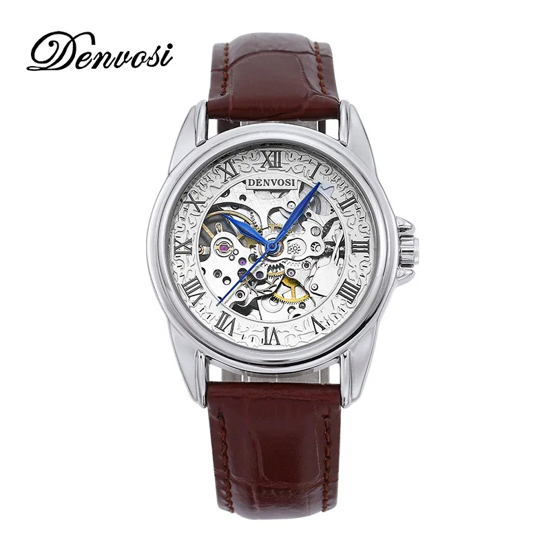 Men\'s high-end hollow mechanical watch leather strap