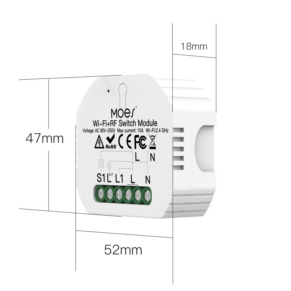 MOES Wifi Smart Light Switch Diy Breaker Module Smart Life/Tuya APP Remote Control,Works with Alexa Echo Google Home 1/2 Way