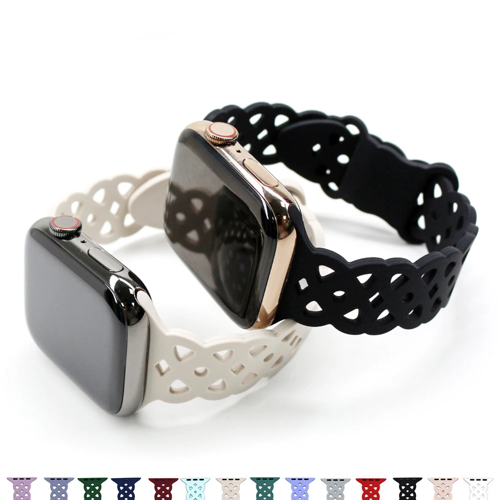 Sport Silicone Strap for Apple Watch 49mm 46 42 45 44 41 40 38mm Wristband Soft Breathable iWatch Series 12 11 10 9 8 7 SE 6 5 4