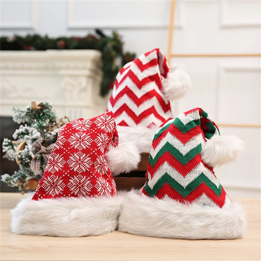 1pc 45*32cm Christmas Decoration New Christmas Hat Long Plush Knitted Santa Claus Hat Enlarged Thickened Ball Hat