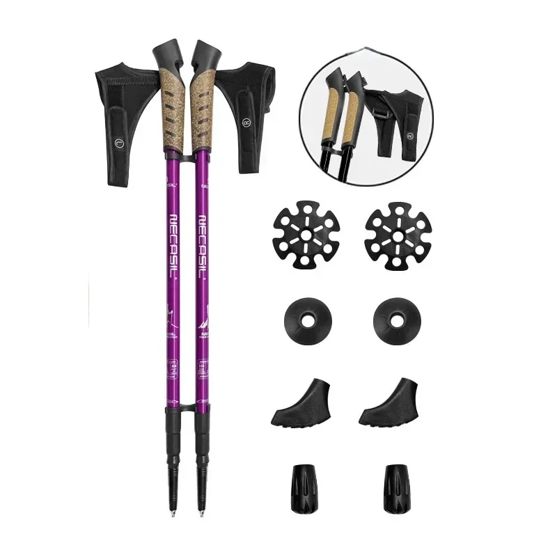 Hiking Walking Sticks Anti Shock Trekking Poles Nordic Walking Cane Aluminum Telescopic Camping Hiking Poles Crutches