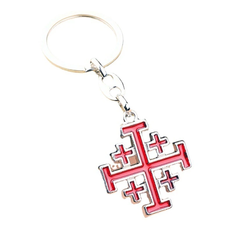 Enamel for Cross Keychain Charm Hanging Pendant Crafts Accessory for Women Handbag Tote Bag Backpack Car for Key