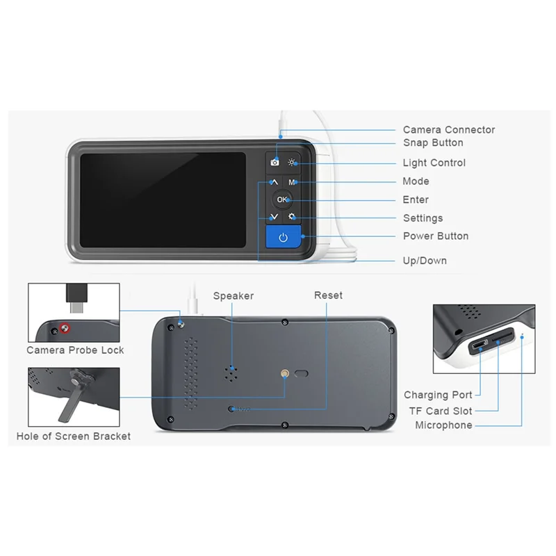 

A66Z Otoscope Ear Endoscope 3.9Mm 4.5 IPS 1080P HD Ear Scope Wax Removal Cleaner Tools With 2500Mah Rechargeable Battery