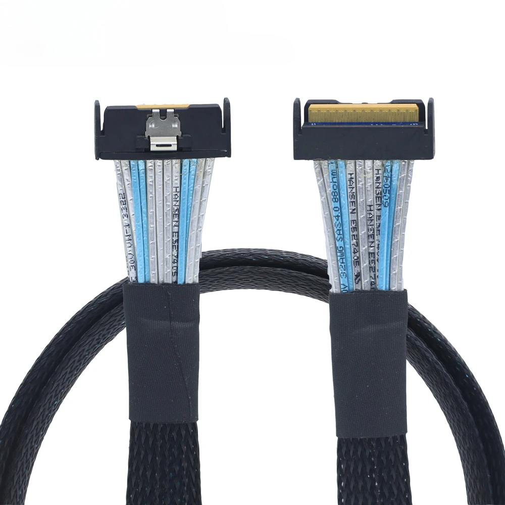 

0.25M Without pull ring Mini MCIO SFF-8654 PCI-E SAS 8i 74Pin Male to MCIO 8I Extender Cable
