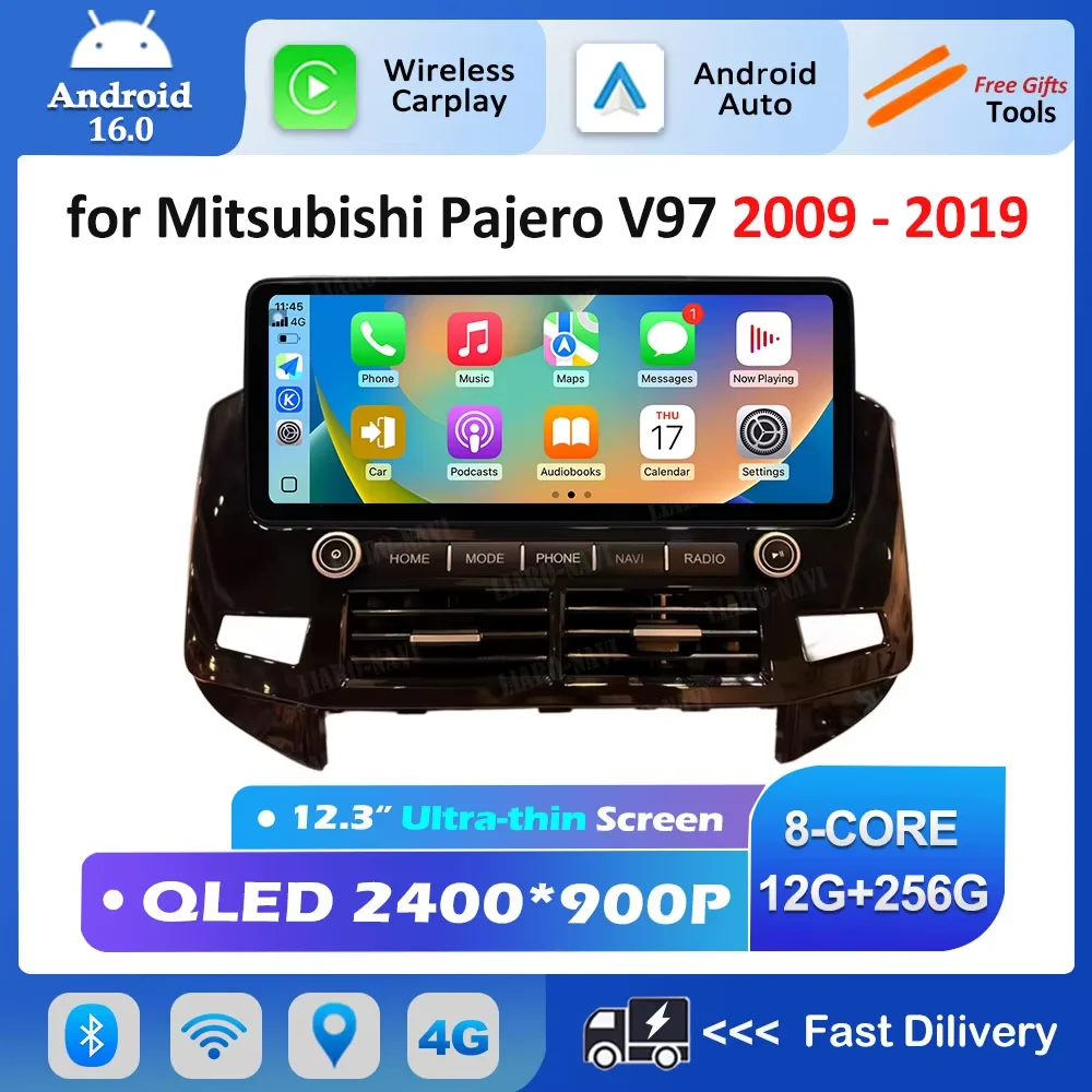 

Автомагнитола Android 16 Carplay DSP с видео- и мультимедийным плеером, 12.3-дюймовым QLED-экраном и Wi-Fi для Mitsubishi Pajero V97 2009-2019 годов