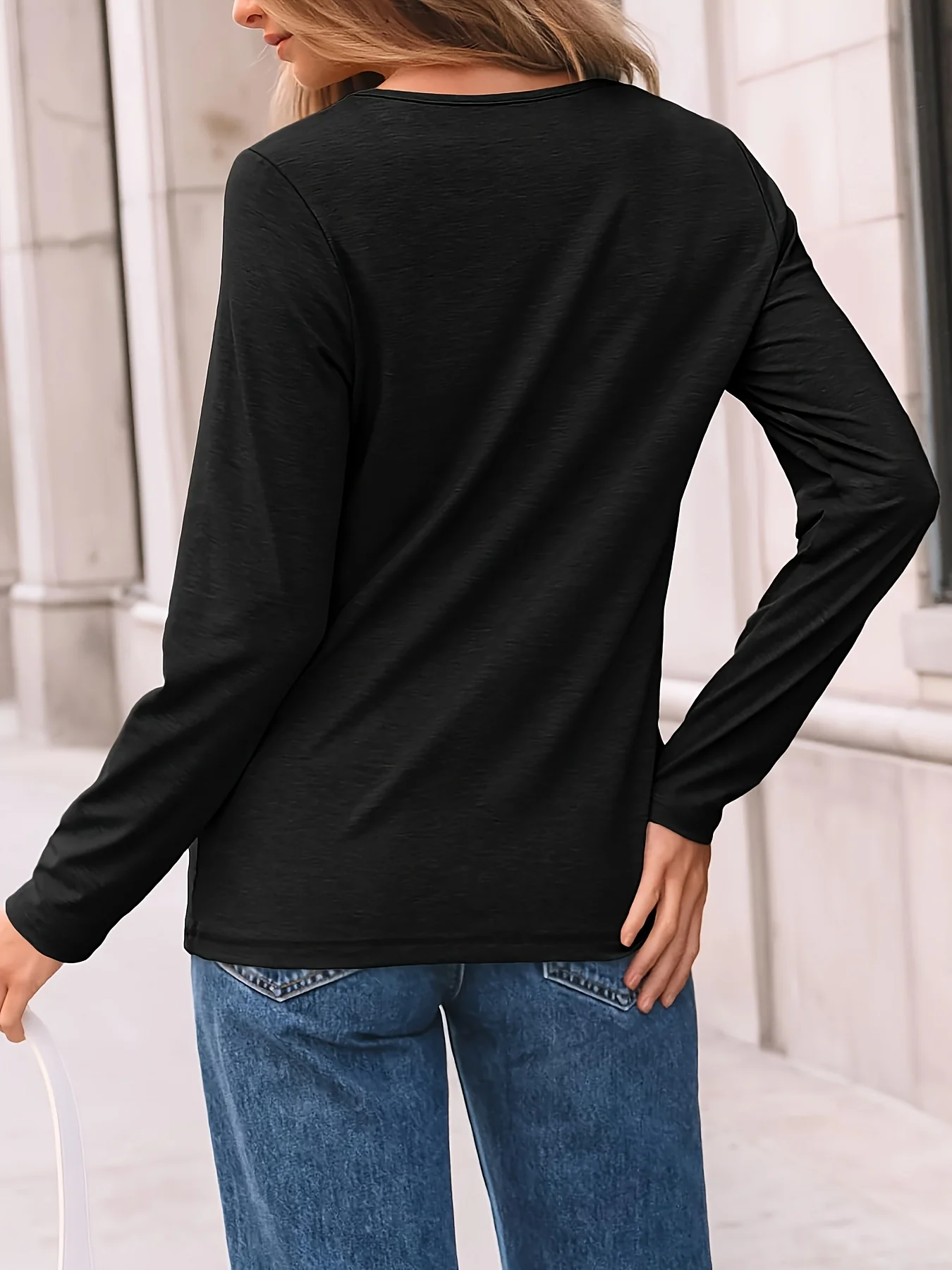 Langärmliges Freizeit-Oberteil für Damen in Übergröße mit stilvollem Lagen-Design für alltäglichen Komfort – Detail 2