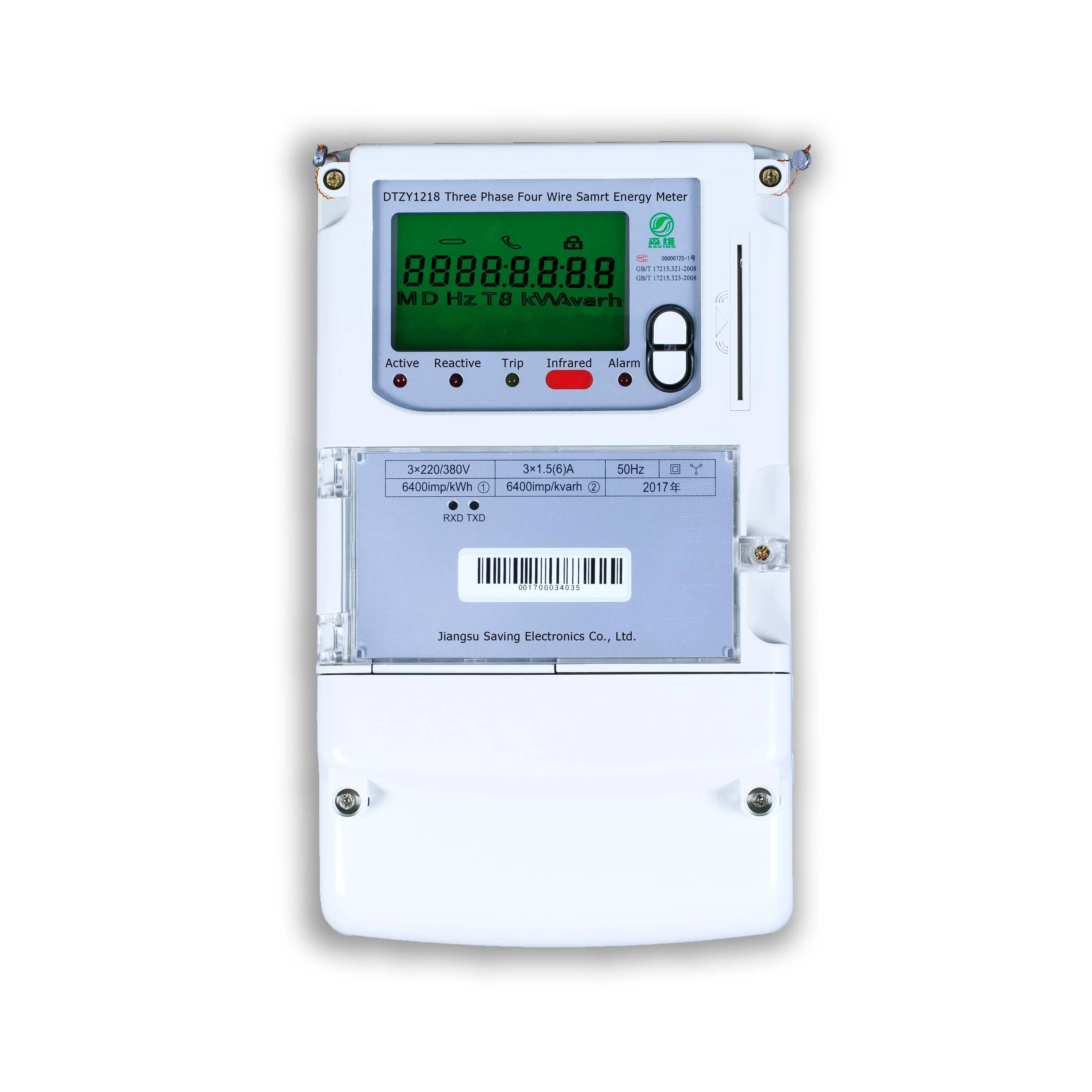 Multi Function 3-phase 4-wire 3 X 230/400V 1.5(6)A  Prepaid Electric Meter Class 1 Accuracy Smart Energy Meter With 3 CTs