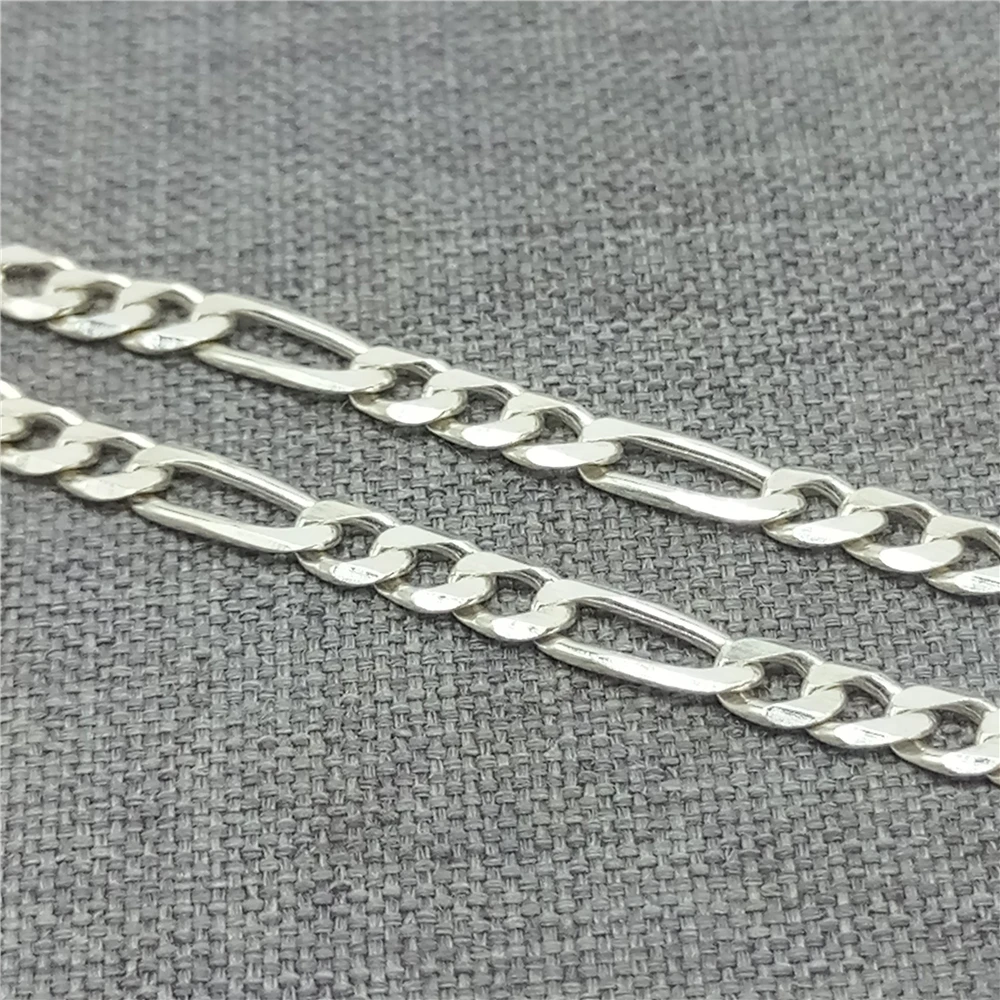 

925 Sterling Silver Unfinished Diamond Cut Figaro Chain for Necklace Bracelet 30cm(about 11.8'')