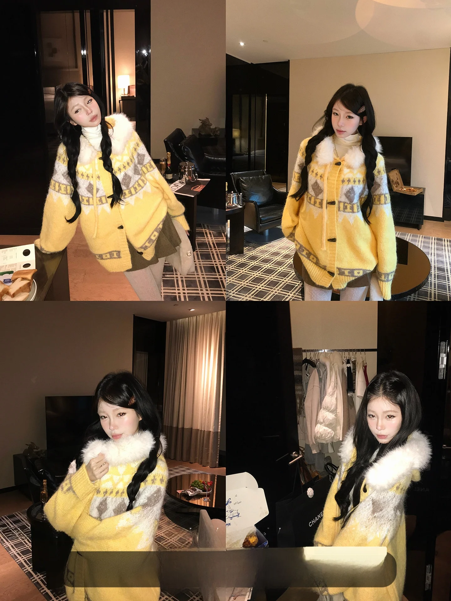 

Pinksoya Cozy Hooded Sweater Women's Autumn Winter Loose Lazy Button Cardigan Warmth Faion Sweet Sle Long Sve Top