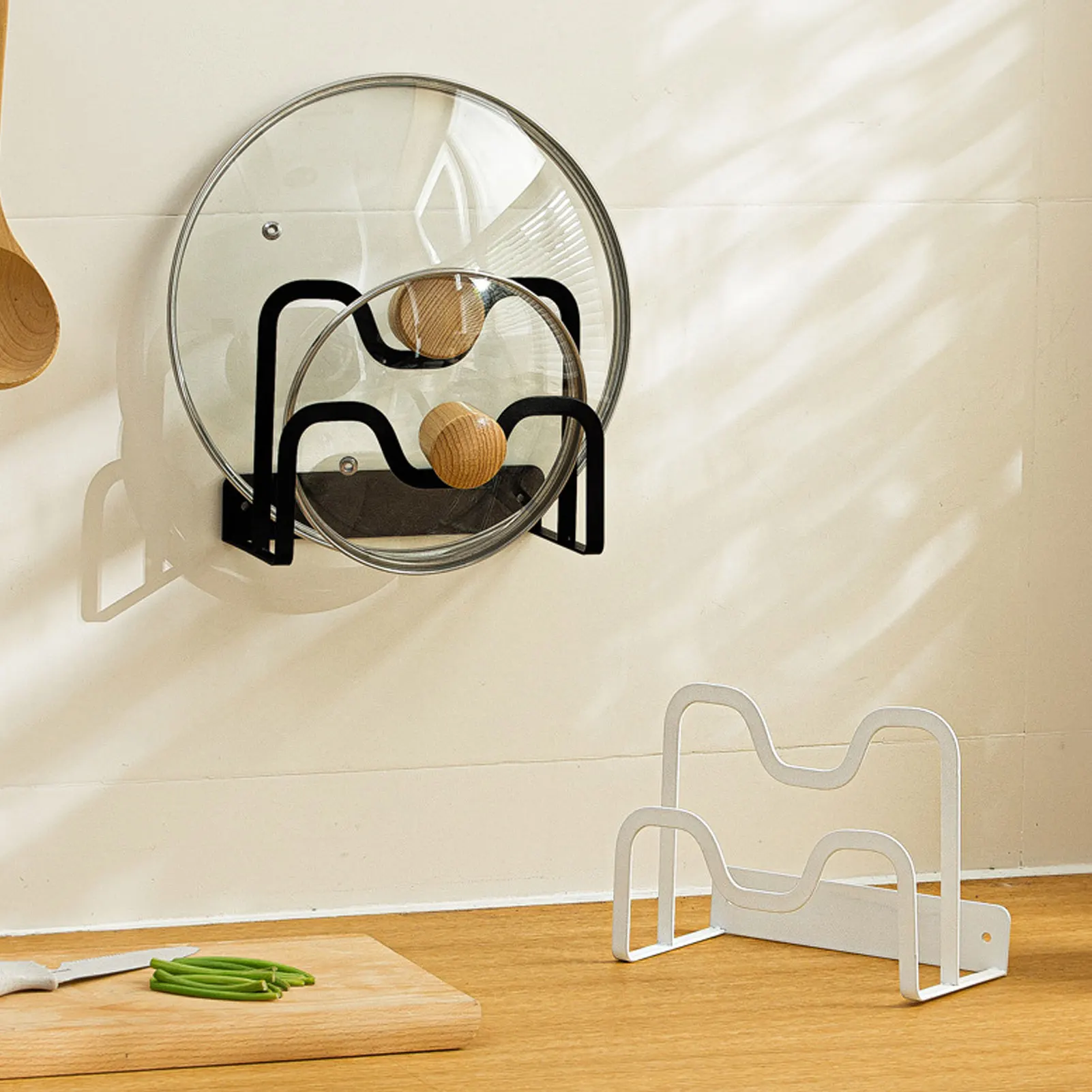 Cozinha Wall Mounted Storage Rack, Pan Organizer, Pot Storage Management, estável e durável