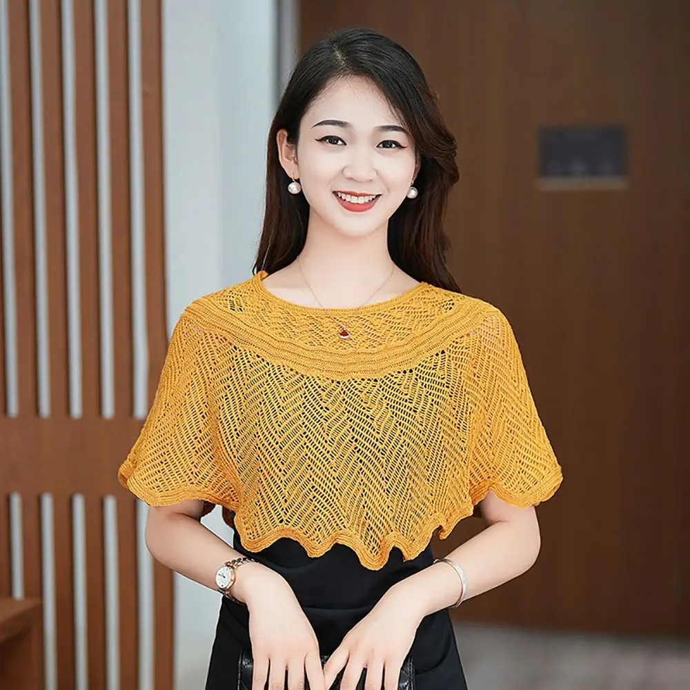 Short Outer Wear Multicolor Knitted Shawl Breathable Short Tulle Shawl Women Tops Women