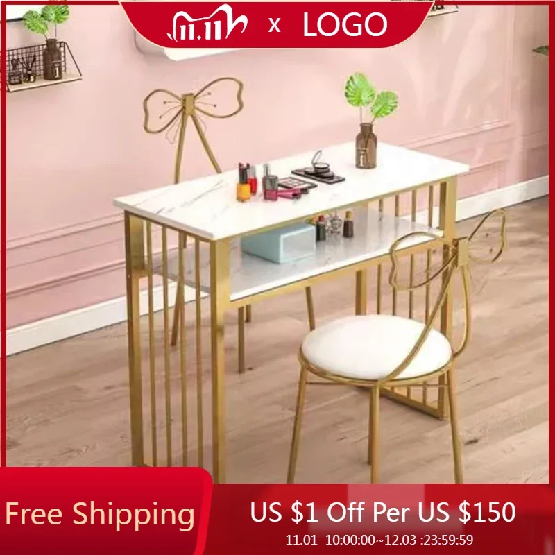 

Light Lamp Nail Table Folding Desk Modern Reception Nail Table Barbershop Glass Tavolo Unghie Professionale Nordic Furniture