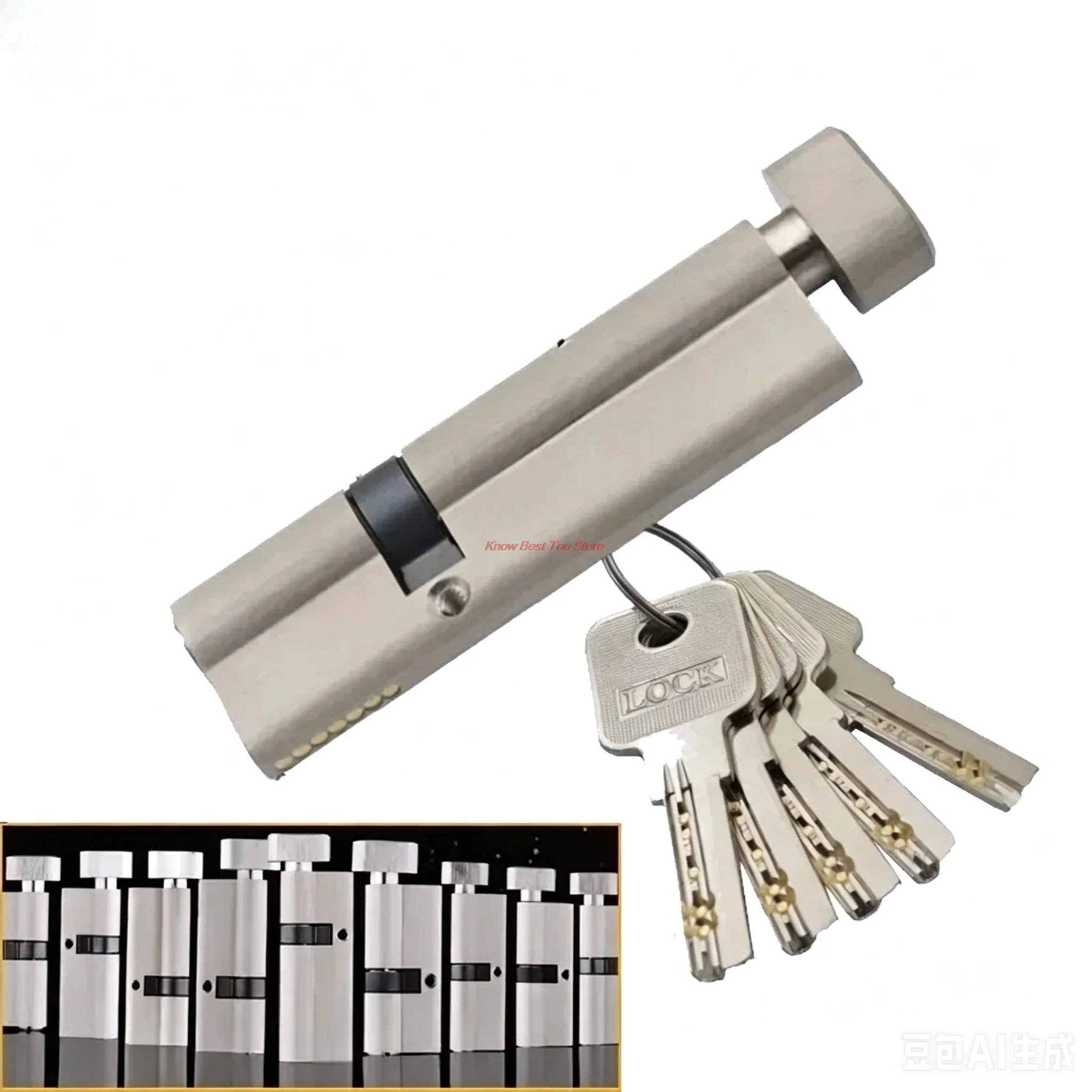 Cerradura de Seguridad Personalizada Especial, Cilindro de Latón Asimétrico Central con Perilla, Cerradura Excéntrica de Aleación de Aluminio para Puerta, Altura del Núcleo de 32 mm