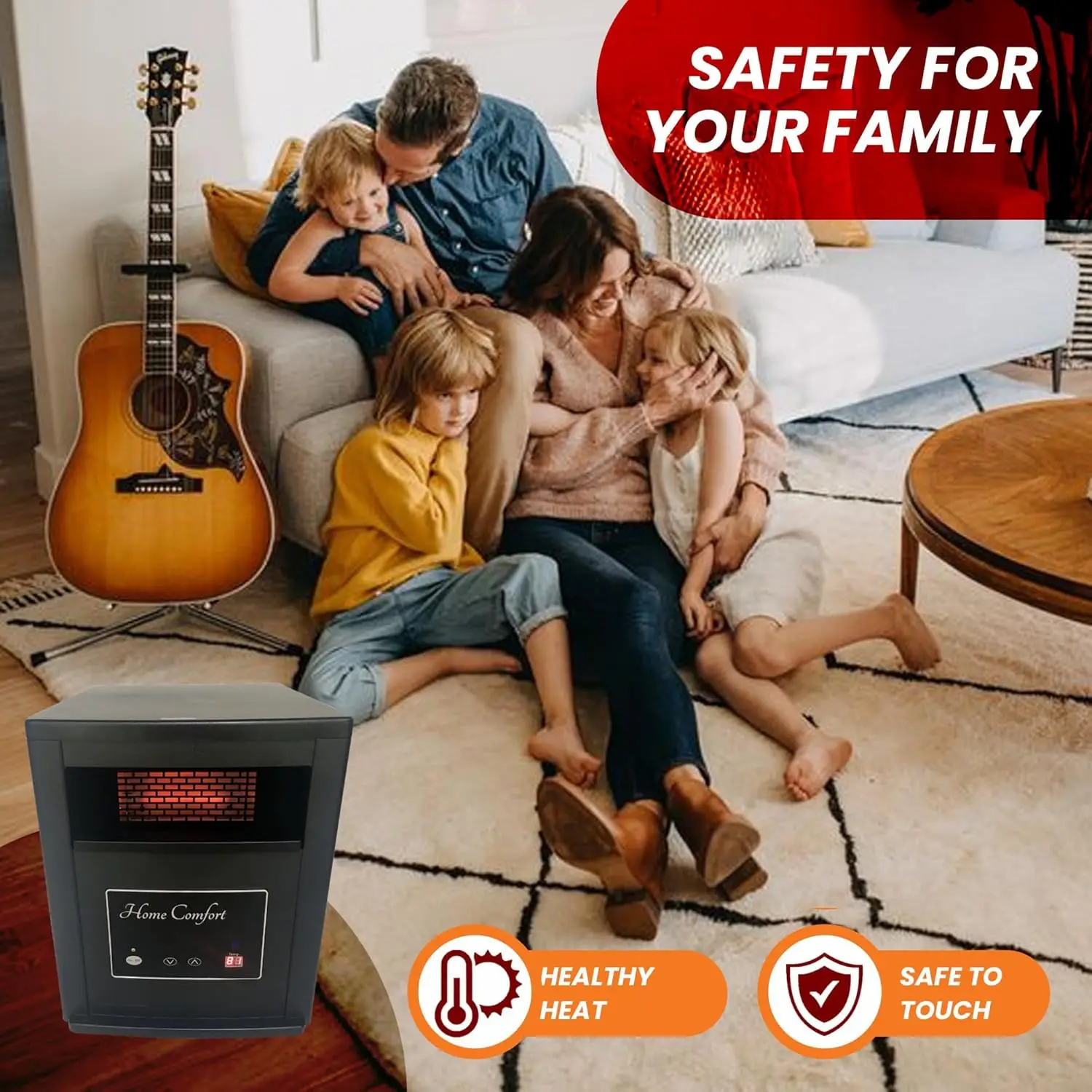 1500w Infrared Heater - Energy Efficient Space Heater for Year-Round Indoor Warmth, With Thermostat and Remote Control, Portable