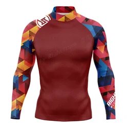 RT Rashguard Color Block Long Sleeve Surf Shirt UV Protection Swimwear UPF Summer Lycra Sunscreen Beachwear