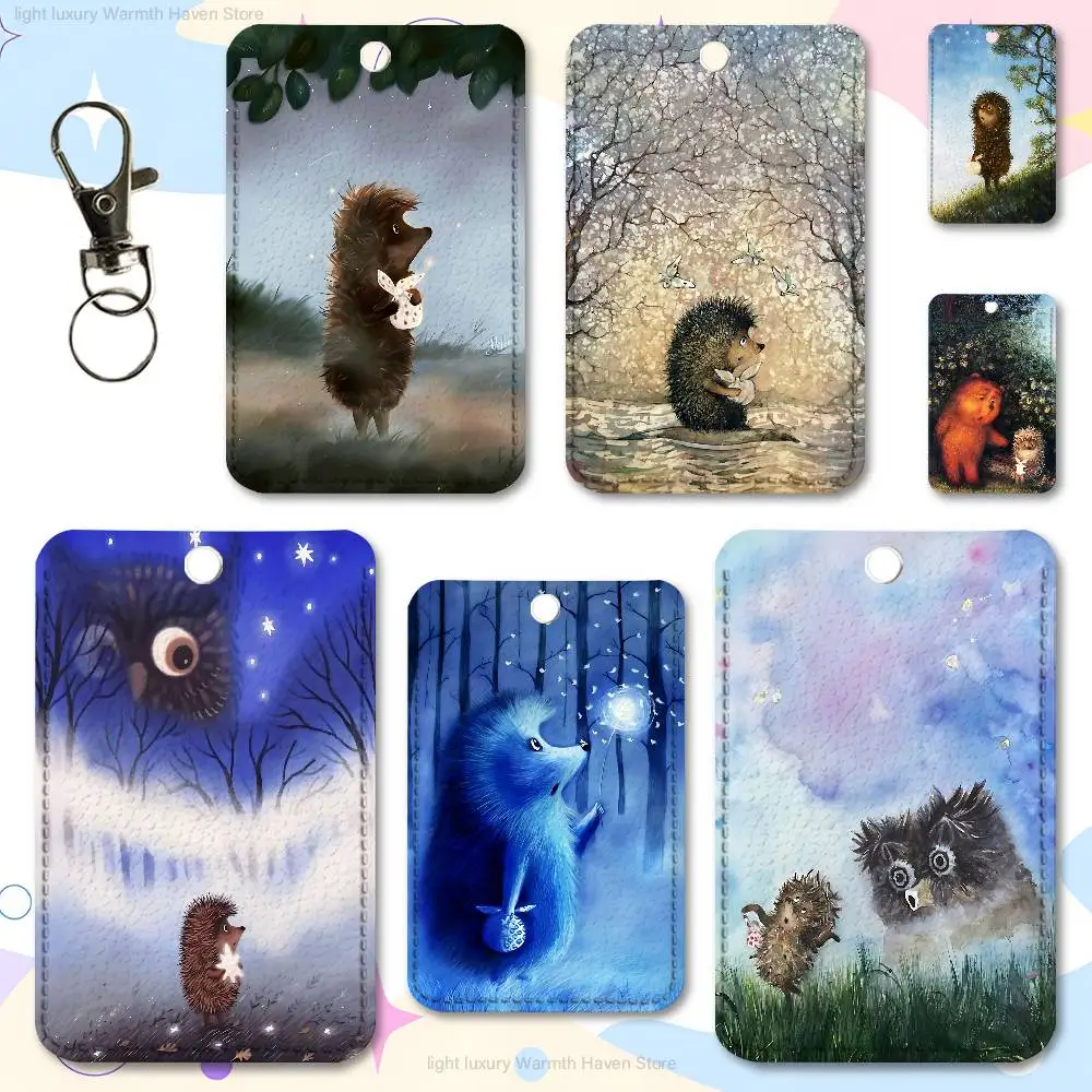 

Hedgehog in the Fog Cute Cartoon Card Keychain Anime Fashion Pendant Bag ID Door Card Case Bus Card