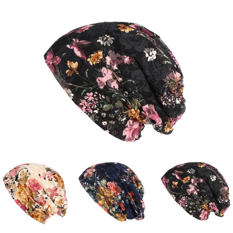 Muslim Women Hijabs Print Leopard Flower Turban Cap Muslim Islamic Cotton Chemo Cancer Headwear African Women Headwrap Bonnets