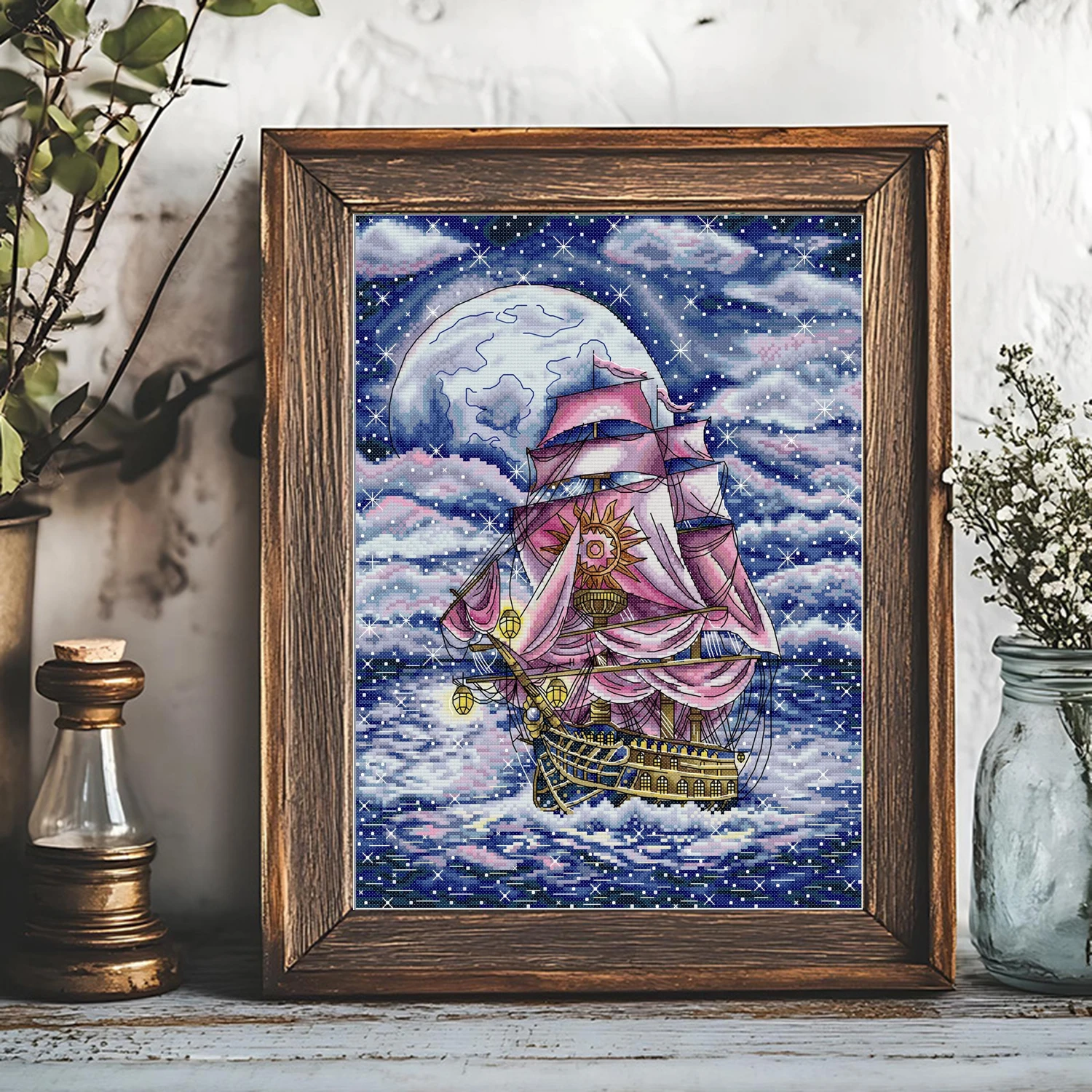 

Набор для вышивки крестом Joy Sunday с предварительной печатью, легкий узор «сделай сам», Aida 14/11CT, набор для вышивки из штампованной ткани-парус под звездами