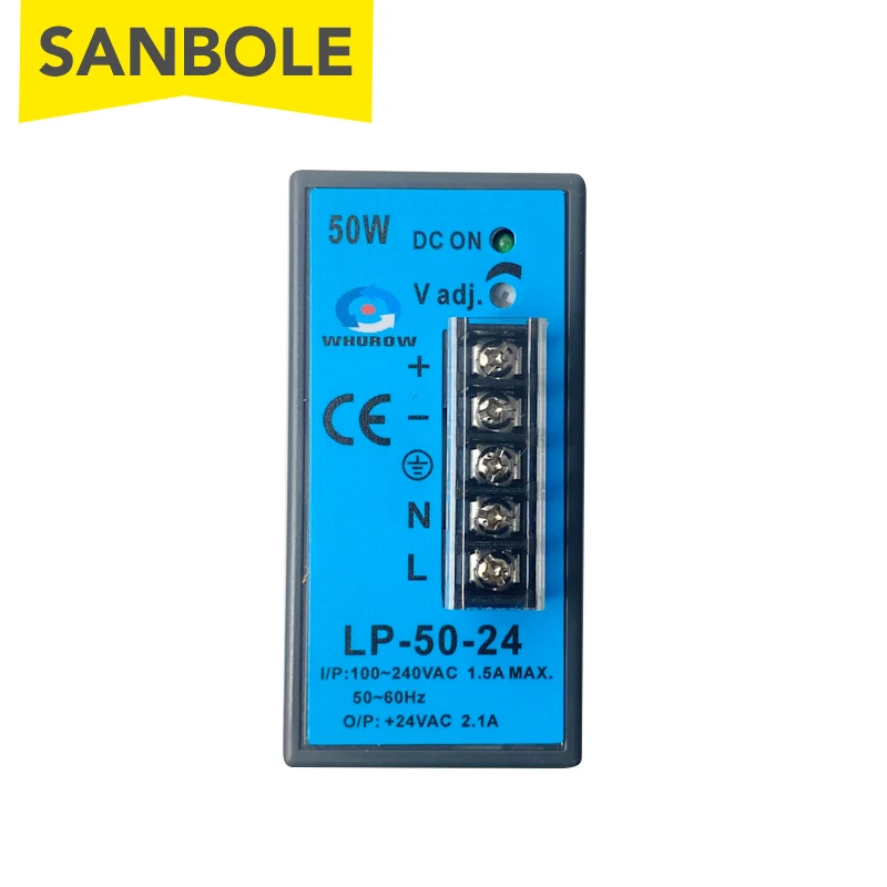 LP-50-24 voltaje de montaje en carril DIN pantalla Digital DC instalación conveniente fuente de alimentación conmutada cable de Terminal eléctrico
