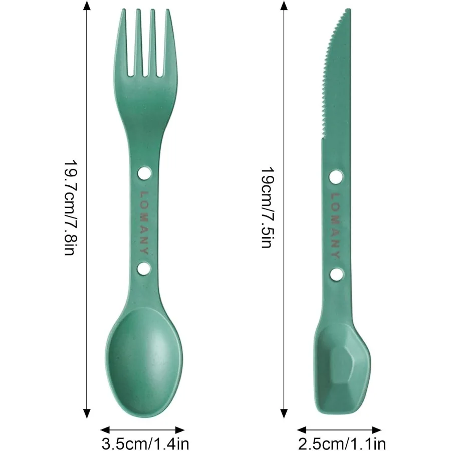 قابلة لإعادة الاستخدام 4in2 كومبو مجموعة أدوات التخييم 4 مجموعات ملعقة شوكة سكين أواني السفر المحمولة البلاستيك أدوات المائدة الظهر والعتاد ل Luh #2