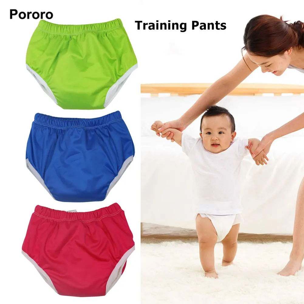 Pororo baby potty training pants pull ups bamboo waterproof plain color cloth diaper pants for Toddler 18 months to 3 years