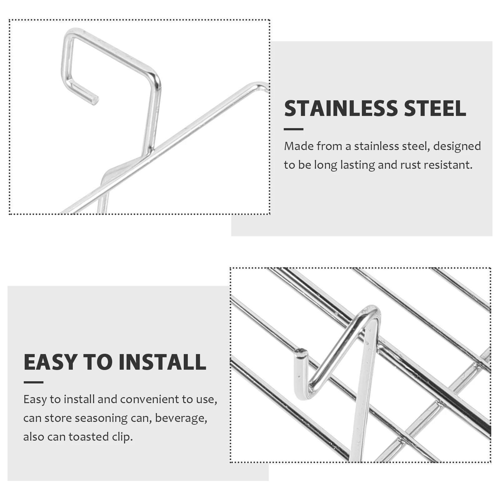 

Stainless Steel Bbq Grill Basket Side Hanging Storage 33x8.5x5.6cm Rust Resistant Organizer for Picnic Rack Storage Grill Basket