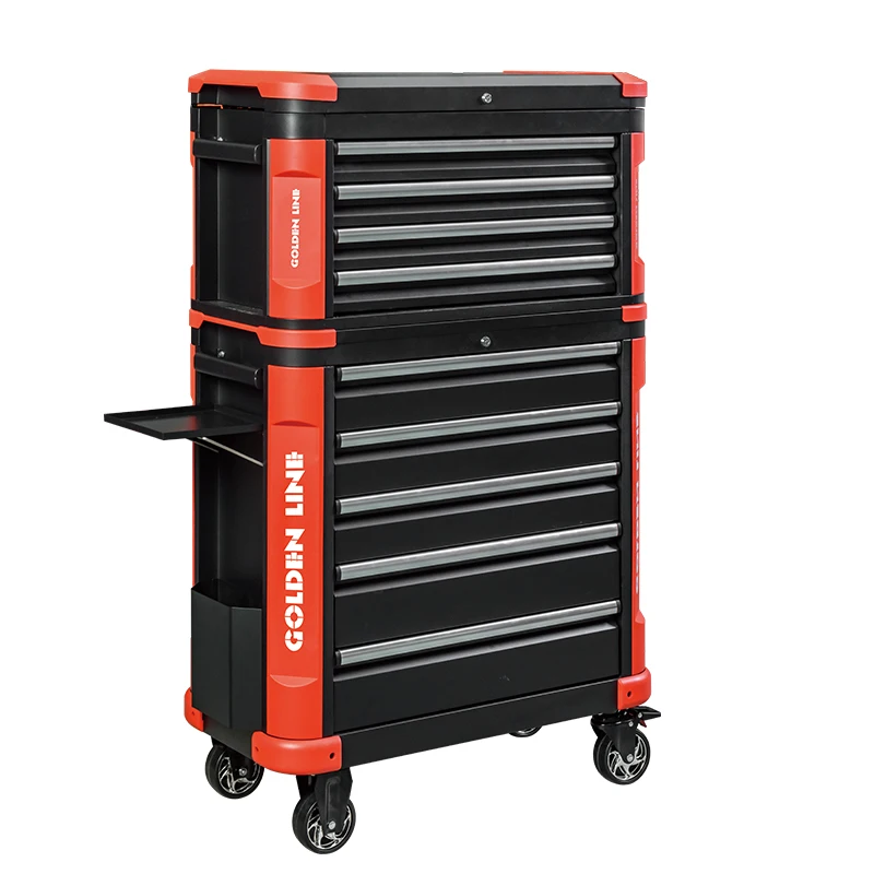 

Goldenline Customized High Quality 9-Drawer Storage Rolling Tool Cabinet with Top Box in Middle Size