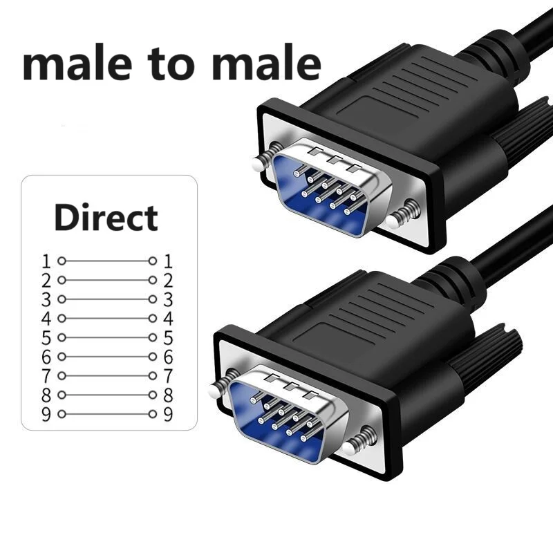 DB9 seriële poort RS232-kabel, verbindingskabel, 9-pins RS232-kabel naar RS-232, DB9F naar DB9F, mannelijke naar vrouwelijke connector, mannelijke kabel.