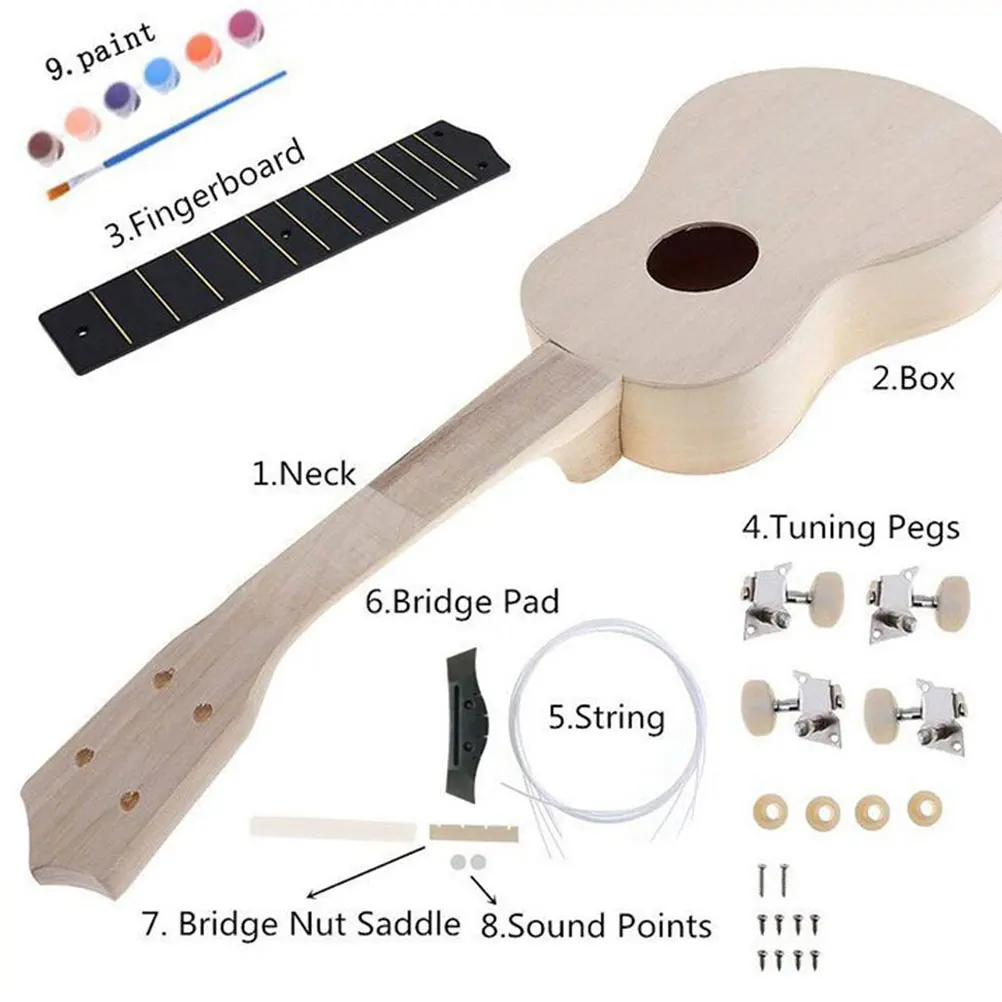 

Ukulele Kit Materials Self-Assembly Guitar Painting Instrument Supplies
