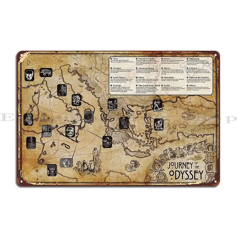 Journey Of The Odyssey Map Metal Sign Custom Cinema Printed Cave Printing Tin Sign Poster