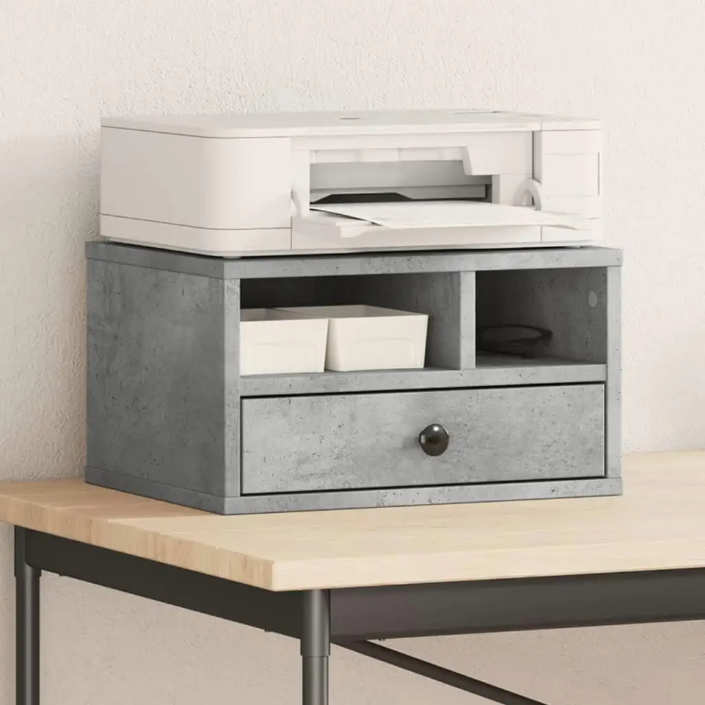 Concrete Grey Printer Stand 40x32x22.5 cm - Durable Engineered Wood Desk Organizer