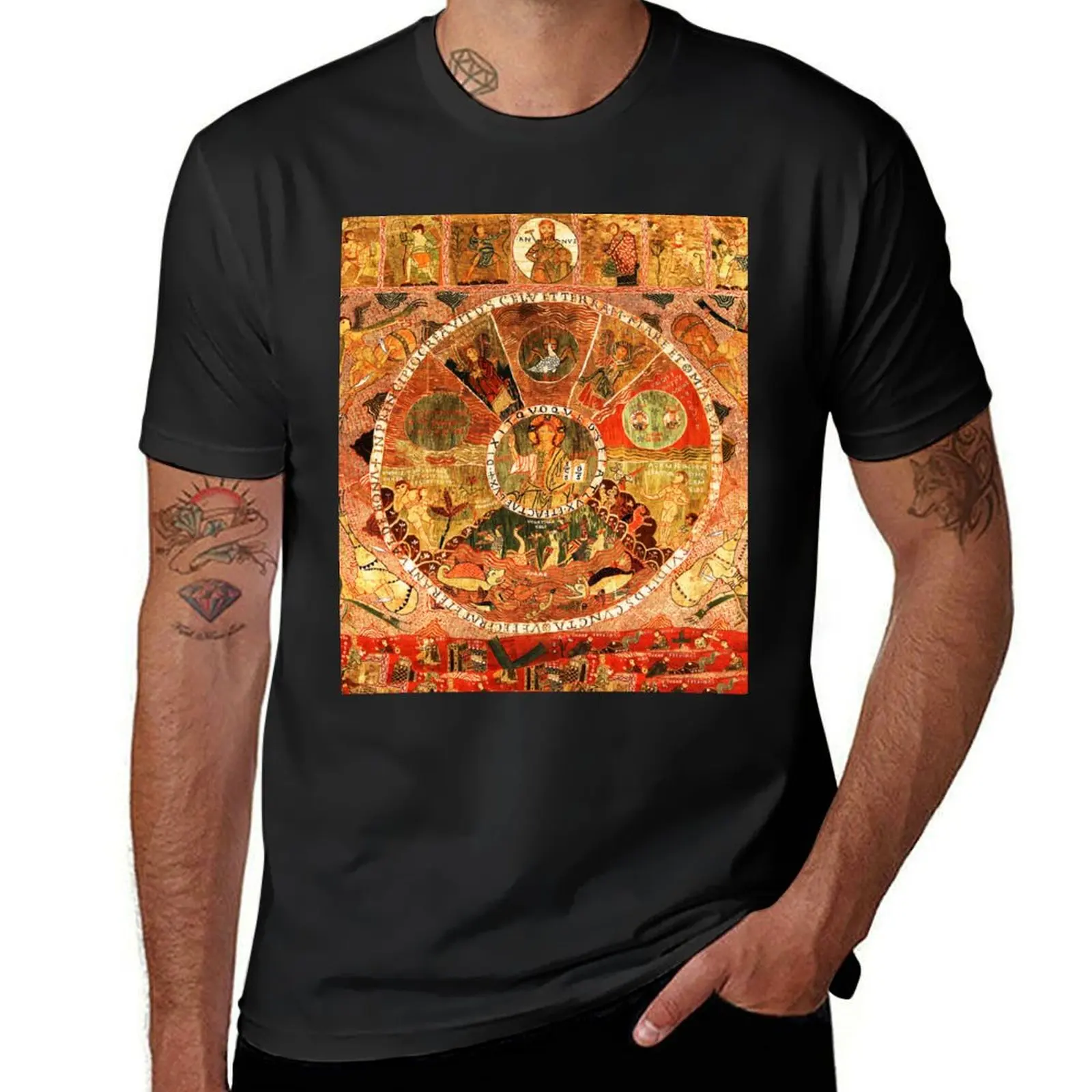 ROMANESQUE TAPESTRY OF CREATION ,GIRONA T-Shirt vintage plain funnys mens cotton t shirts