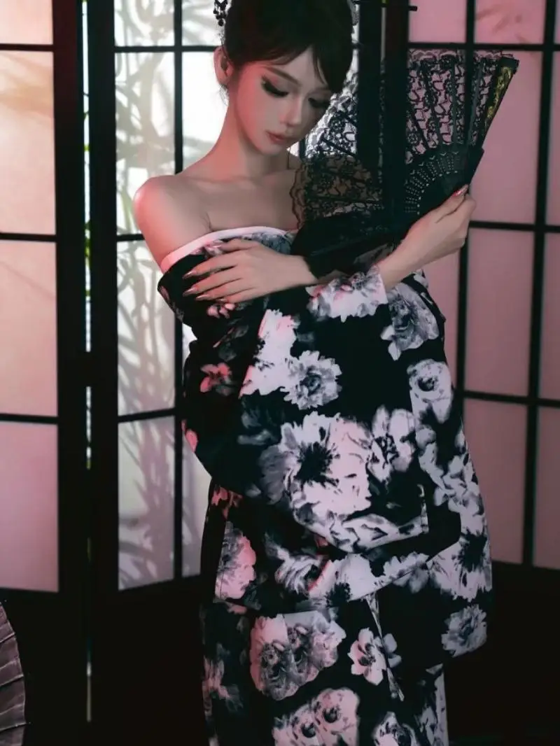 

Новое кимоно 2025 года для фотосессий: черное кимоно «Принцесса» для студийной и выездной съемки, халат из полиэстера для женщин