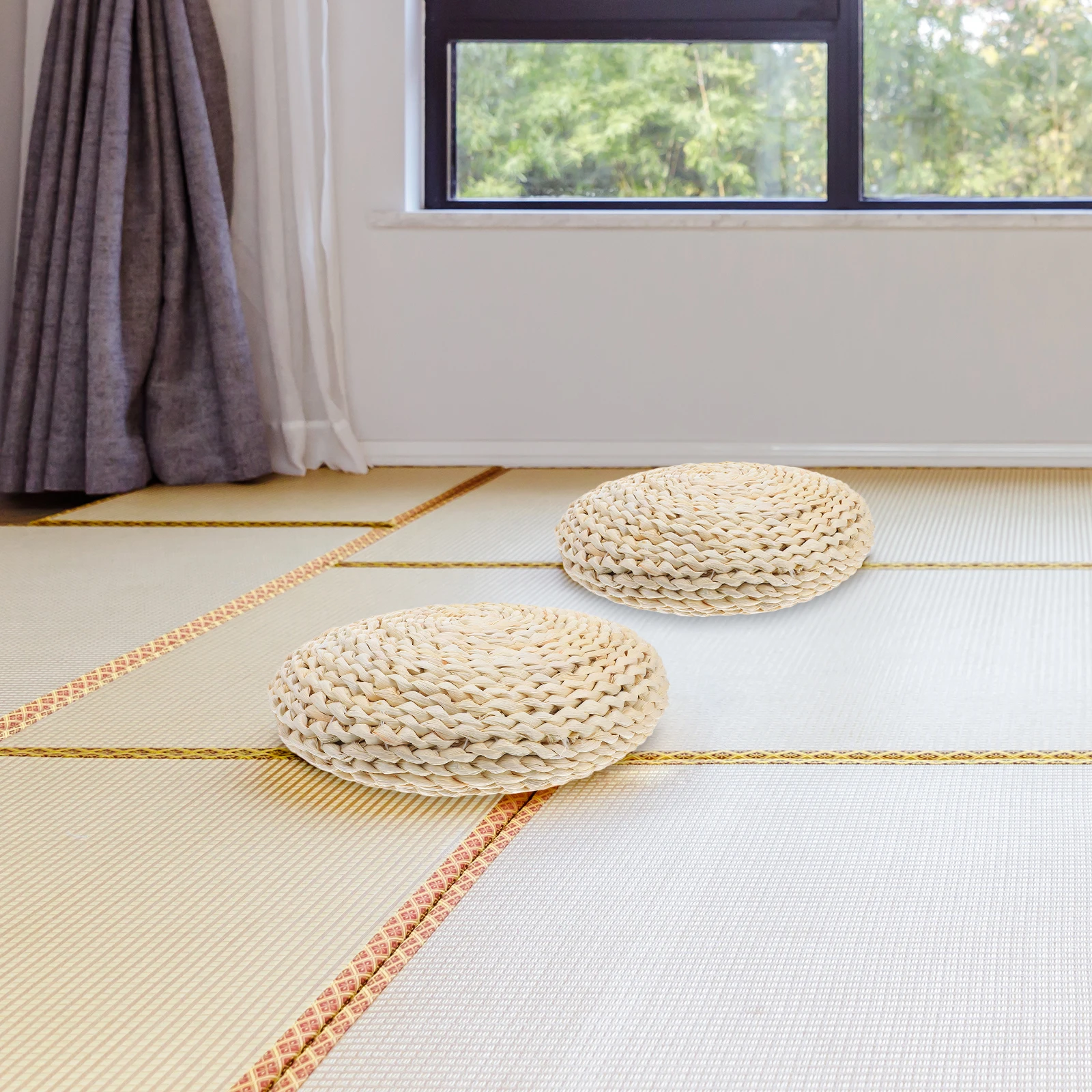 

1Pc 30x30cm Hand Woven Straw Cushion Multi Purpose Yoga Meditating Pillow Lightweight Breathable Eco Friendly Round Sitting Pad