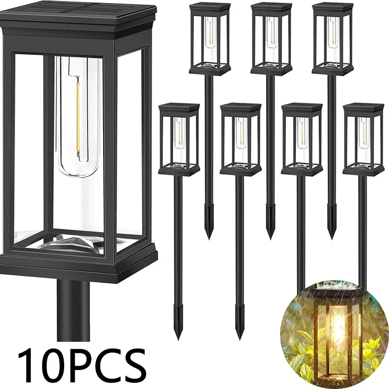 

10PCS Solar tungsten lawn light outdoor LED tungsten light outdoor waterproof Ground plug light solar lawn light