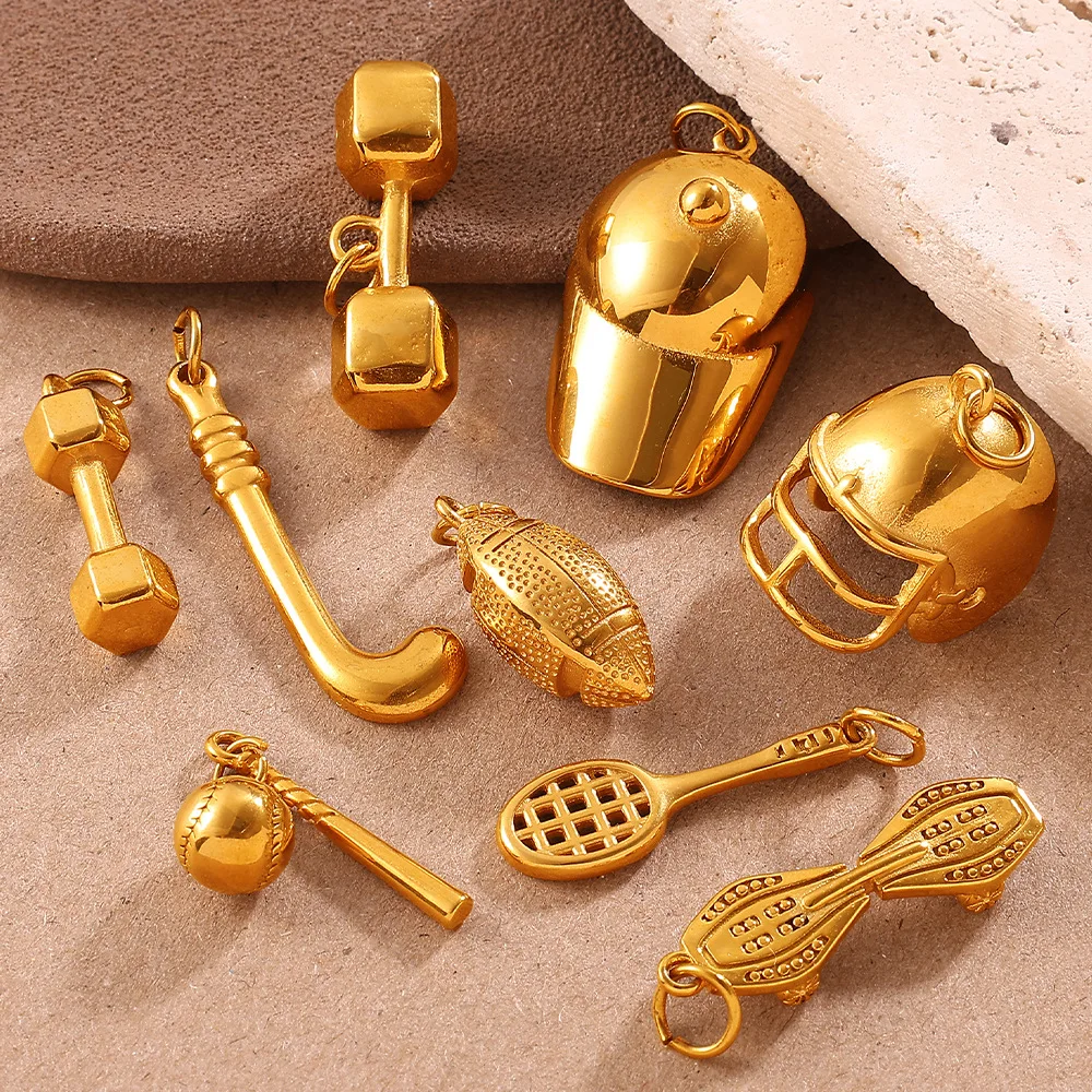5Pcs Vintage Sporty Stainless Steel Charms All Match DIY Pendants For Bracelet Necklace Jewelry Making Accessories