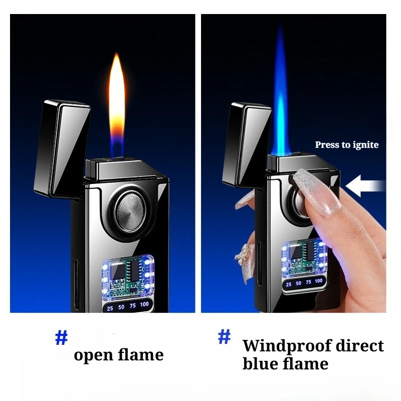 Smart Voice-Activated Dual Flame Lighter 5-in-1 Smart Ignition Butane Lighter with LED Power Display,Unique Tech Gadget Gift