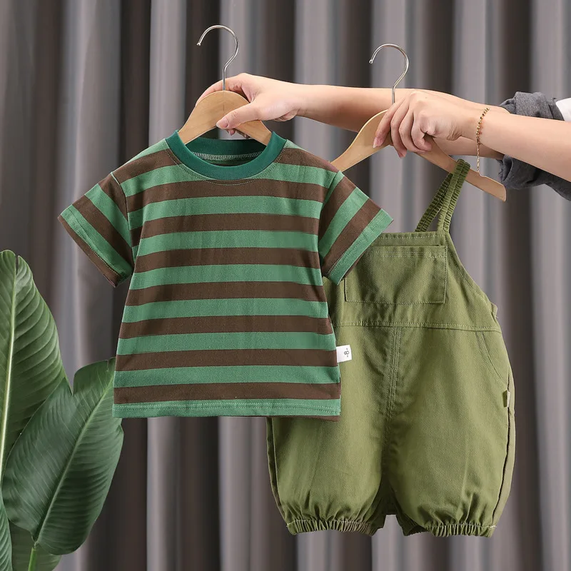 New Summer Baby Boys Clothes Suit Children Casual Striped T-Shirt Shorts 2Pcs/Set Infant Outfits Toddler Costume Kids Tracksuits