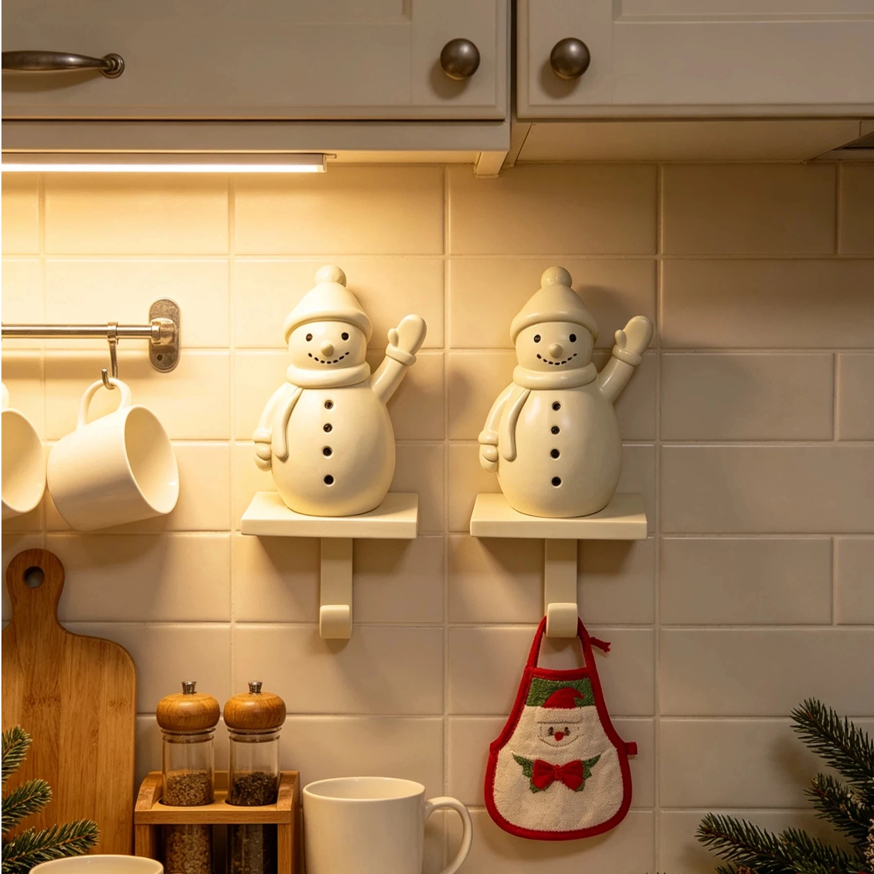 Simple Nordic-Style 3D Snowman Resin Wall Hanging Hook Ornament, Special Decorative Hanging Piece for Entryway Walls and Living Room Background Walls, Stable Support Component for Christmas Stockings on the Fireplace,