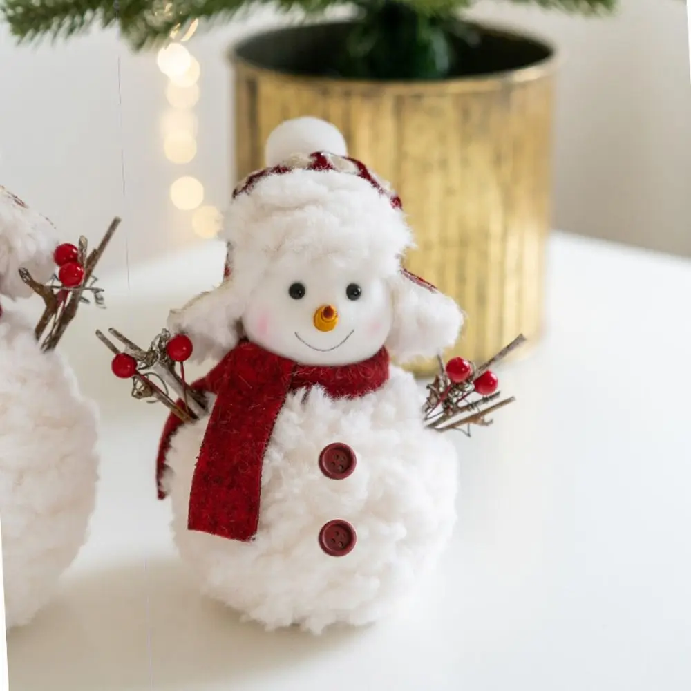 漫画クリスマス雪だるまの装飾品ラウンド帽子ニット雪だるま像シミュレーションソフトぬいぐるみ雪だるま人形クリスマステーブル