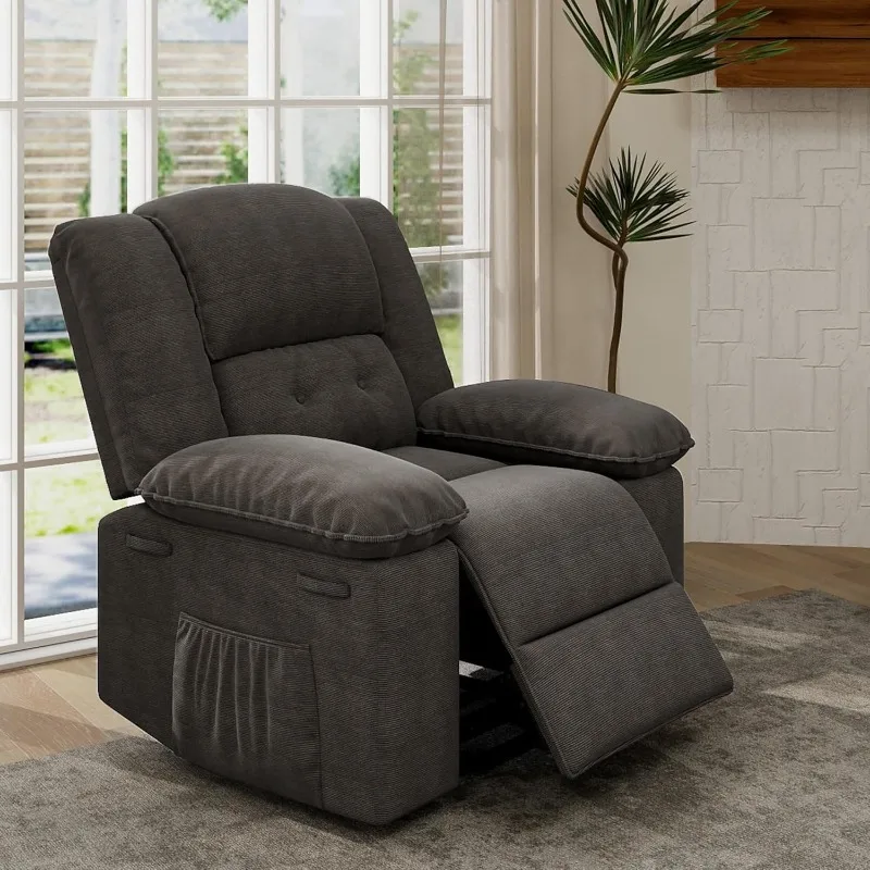 Swivel Rocker Recliner Chair for Adults-Massage Reclining Chair W/Heat & Vibration, 270° Swivel Manual Rocking Chair Single Sofa