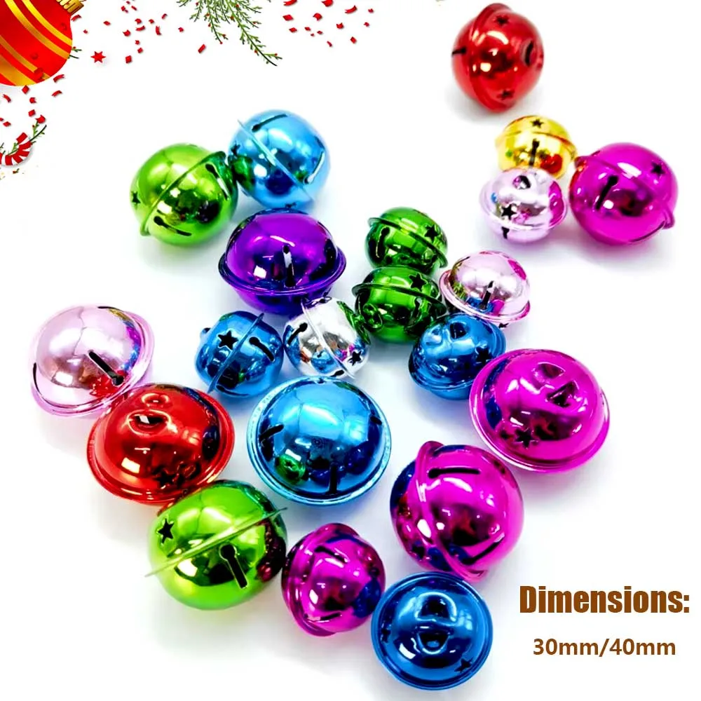 10szt 30-40mm Dzwonek Jingle Złoty/Srebrny Wisiorek Choinkowy Brokatowy Dzwonek Hollow Star Sleigh Bell Dekoracja Choinkowa
