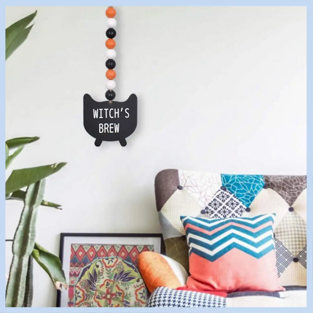 MLGB-7 Pcs Halloween Tree Decoration Wooden Bead Pendant Creative Home Decoration Colorful Wooden Bead String Pendant