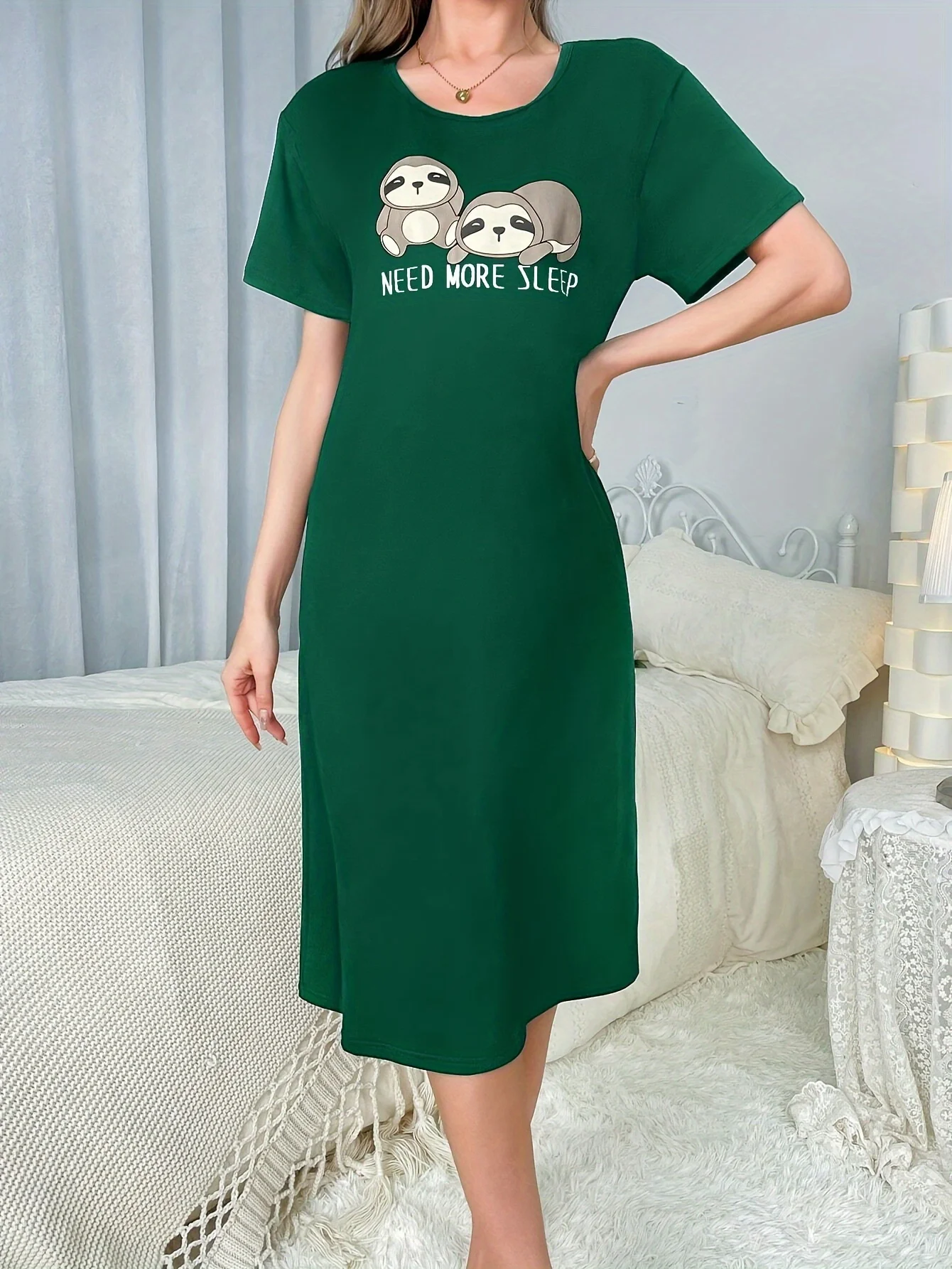 Women\'s new style nightdress koala pattern short-sleeved skirt casual home wear