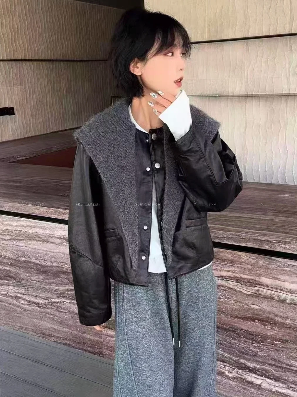 

Ning 2025 New Sle Women's Leather Jaet Genuine eepskin Long Sve Zipper Closure Luxury Feel Small Size Friendly